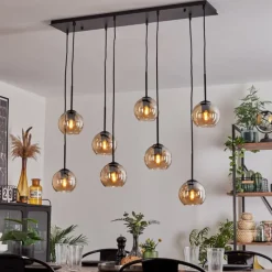 hofstein Suspension - Verre Koyoto Ambre, 8 lumières