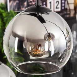 hofstein Suspension - Verre Koyoto Chrome, Clair, Fumé, 8 lumières