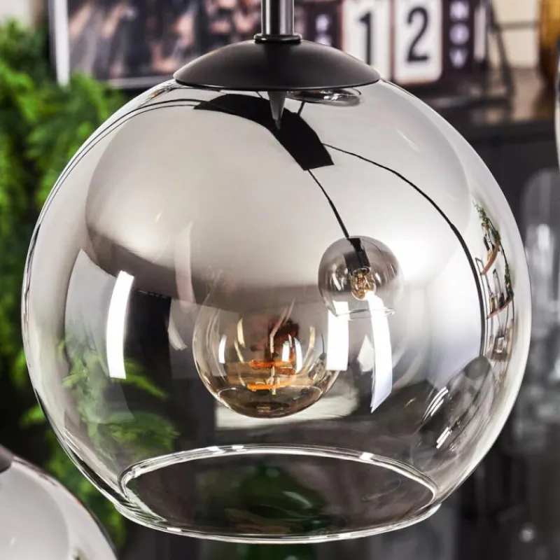 hofstein Suspension - Verre Koyoto Chrome, Clair, Fumé, 8 lumières