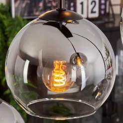 hofstein Suspension - Verre Koyoto Chrome, Clair, Fumé, 8 lumières