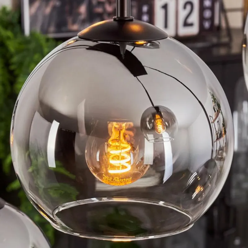 hofstein Suspension - Verre Koyoto Chrome, Clair, Fumé, 8 lumières