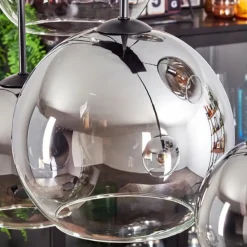 Suspension Verre Fumé-hofstein Suspension - Verre Koyoto Chrome, Clair, Fumé, 8 lumières