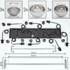 Suspension Verre Fumé-hofstein Suspension - Verre Koyoto Chrome, Clair, Fumé, 8 lumières
