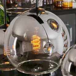 Suspension Verre Fumé-hofstein Suspension - Verre Koyoto Chrome, Clair, Fumé, 8 lumières