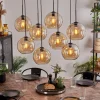 hofstein Suspension - Verre Koyoto Ambre, 8 lumières
