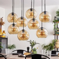 hofstein Suspension - Verre Koyoto Ambre, 8 lumières