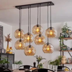 hofstein Suspension - Verre Koyoto Ambre, 8 lumières