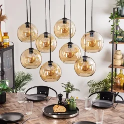 hofstein Suspension - Verre Koyoto Ambre, 8 lumières