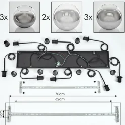 hofstein Suspension - Verre Koyoto Clair, Fumé, 8 lumières