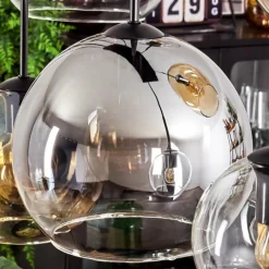 hofstein Suspension - Verre Koyoto Ambre, Clair, Fumé, 8 lumières