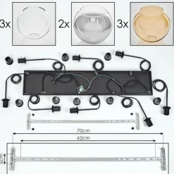 hofstein Suspension - Verre Koyoto Ambre, Clair, Fumé, 8 lumières