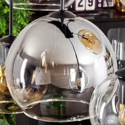 hofstein Suspension - Verre Koyoto Ambre, Chrome, Clair, Fumé, 8 lumières