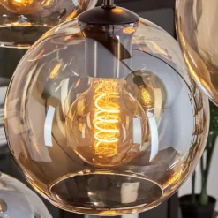 hofstein Suspension - Verre Koyoto Ambre, 8 lumières