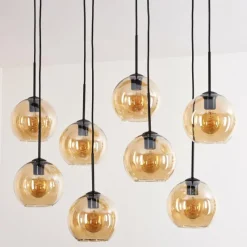 hofstein Suspension - Verre Koyoto Ambre, 8 lumières