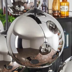 hofstein Suspension - Verre Koyoto Chrome, Fumé, 6 lumières