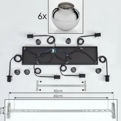 hofstein Suspension - Verre Koyoto Chrome, Fumé, 6 lumières