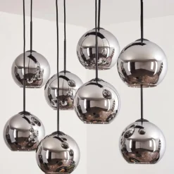 hofstein Suspension - Verre Koyoto Chrome, Fumé, 8 lumières