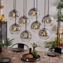 Suspension Verre Fumé-hofstein Suspension - Verre Koyoto Clair, Fumé, 8 lumières