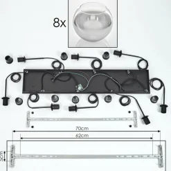 Suspension Verre Fumé-hofstein Suspension - Verre Koyoto Clair, Fumé, 8 lumières