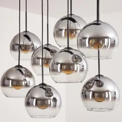 Suspension Verre Fumé-hofstein Suspension - Verre Koyoto Clair, Fumé, 8 lumières