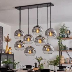 Suspension Verre Fumé-hofstein Suspension - Verre Koyoto Clair, Fumé, 8 lumières