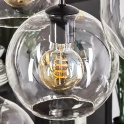 hofstein Suspension - Verre Koyoto Clair, 8 lumières