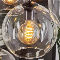 hofstein Suspension - Verre Koyoto Clair, 8 lumières