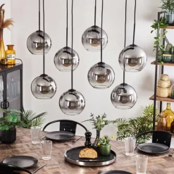 Suspension Verre Fumé-hofstein Suspension - Verre Koyoto Clair, Fumé, 8 lumières