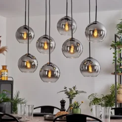 Suspension Verre Fumé-hofstein Suspension - Verre Koyoto Clair, Fumé, 8 lumières