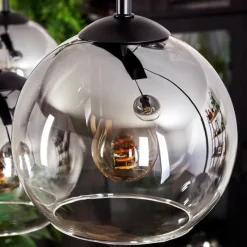 hofstein Suspension - Verre Koyoto Clair, Fumé, 6 lumières