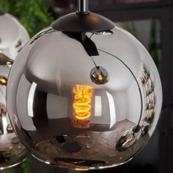 hofstein Suspension - Verre Koyoto Chrome, Fumé, 6 lumières