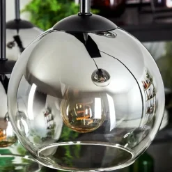 hofstein Suspension - Verre Koyoto Chrome, Clair, Fumé, 6 lumières