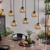 hofstein Suspension - Verre Koyoto Ambre, Clair, 6 lumières
