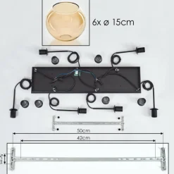 hofstein Suspension - Verre Koyoto Ambre, Clair, 6 lumières