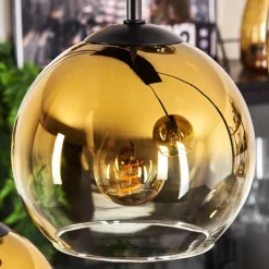 hofstein Suspension - Verre Koyoto Or, Clair, 8 lumières