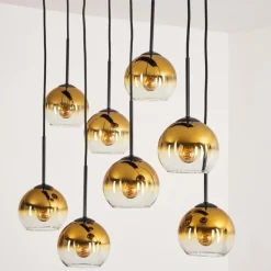 hofstein Suspension - Verre Koyoto Or, Clair, 8 lumières