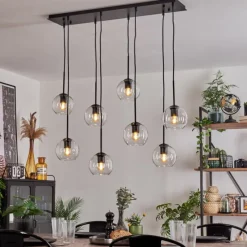 hofstein Suspension - Verre Koyoto Clair, 8 lumières