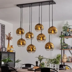 hofstein Suspension - Verre Koyoto Or, Clair, 8 lumières