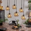 hofstein Suspension - Verre Koyoto Ambre, 6 lumières