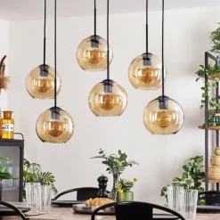 hofstein Suspension - Verre Koyoto Ambre, 6 lumières