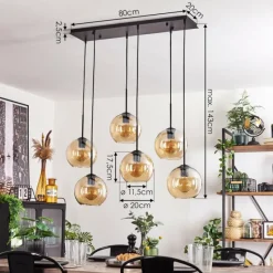 hofstein Suspension - Verre Koyoto Ambre, 6 lumières