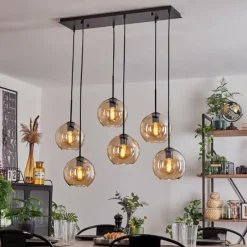 hofstein Suspension - Verre Koyoto Ambre, 6 lumières
