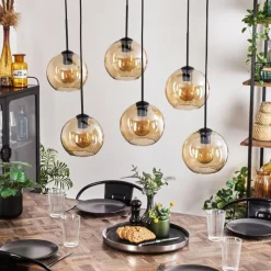 hofstein Suspension - Verre Koyoto Ambre, 6 lumières