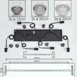 hofstein Suspension - Verre Koyoto Clair, Fumé, 6 lumières