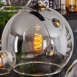 hofstein Suspension - Verre Koyoto Clair, Fumé, 6 lumières