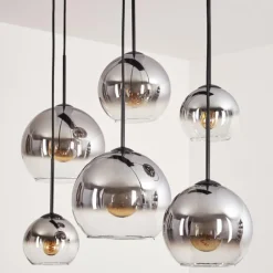 hofstein Suspension - Verre Koyoto Clair, Fumé, 6 lumières
