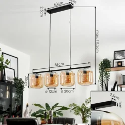 hofstein Suspension - Verre Lauden Ambre, 4 lumières