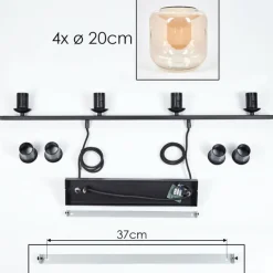 hofstein Suspension - Verre Lauden Ambre, 4 lumières