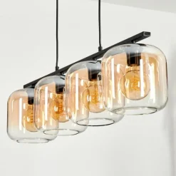 hofstein Suspension - Verre Lauden Ambre, Clair, 4 lumières
