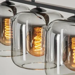 hofstein Suspension - Verre Lauden Clair, Fumé, 4 lumières